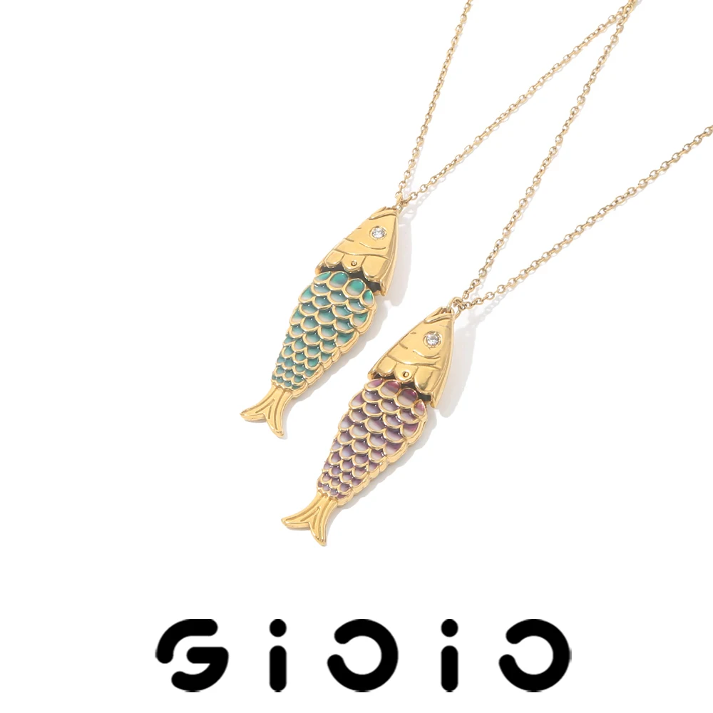 

GIOIO Simple Stainless Steel Gold-Plated Ocean Style Small Fish Pendant Necklace Trend Beach Party Jewelry Fashion Birthday Gift