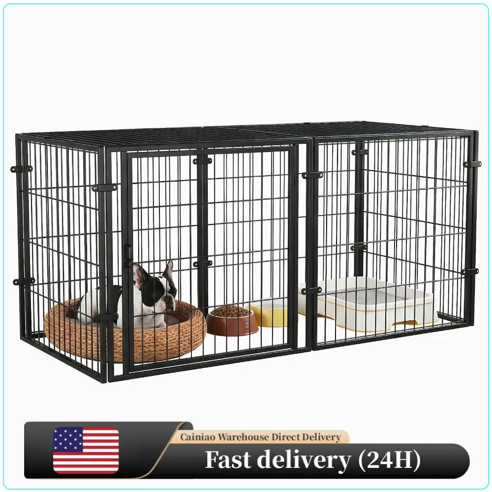 

Dog Playpen Indoor Metal 48 Inch Pet Fence with Door Outdoor Small Medium Large Dog Puppy Metal Pet Fence Dog Accessories