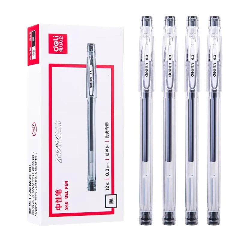 0.3mm Minimalist Style Extremely Fine Gel Pen Black Ink Smooth Writing Student Writing Stationery Office Signature Pen