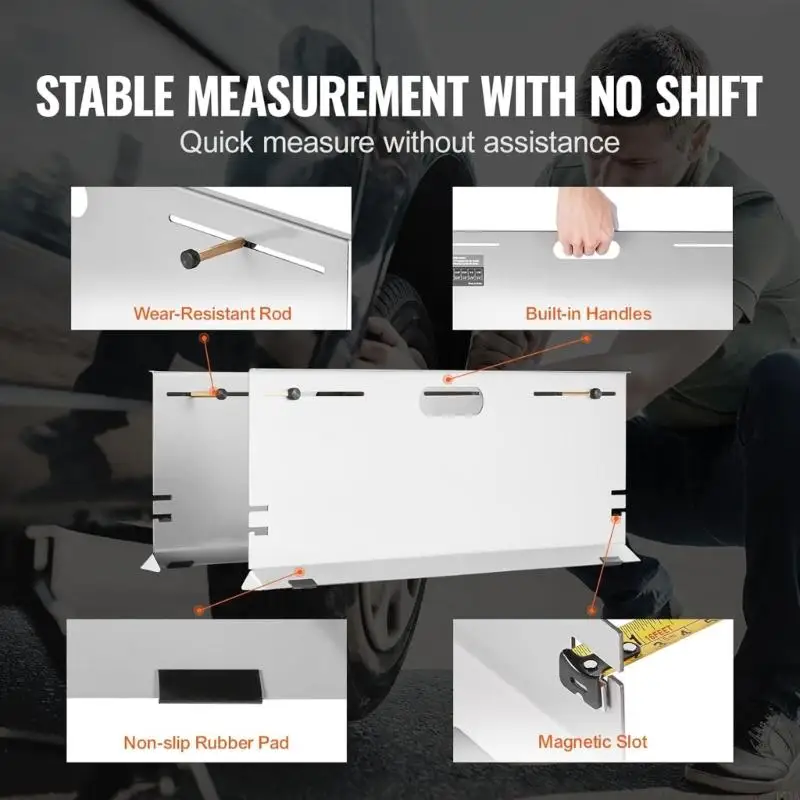 ステンレストーアライメントツールプレートホイールアライメント測定ツールホイールアライメントツールとカートラックD7yaの巻尺を備えた