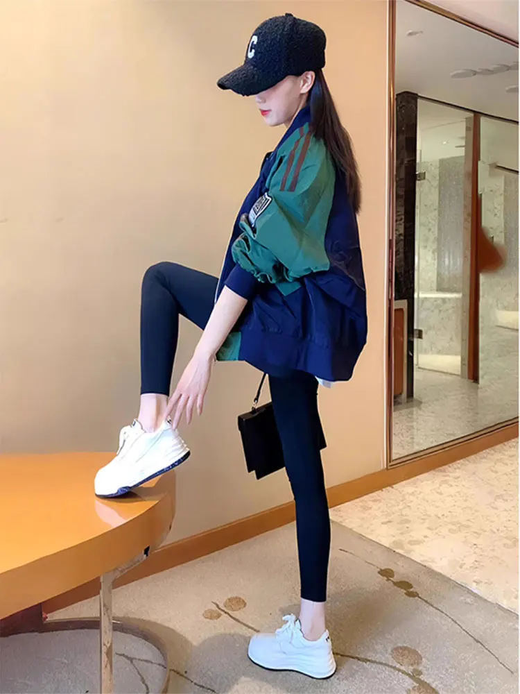 

Американская повседневная женская куртка-бомбер с вышивкой для весны и осени, новая, для повседневной носки и защиты от ветра