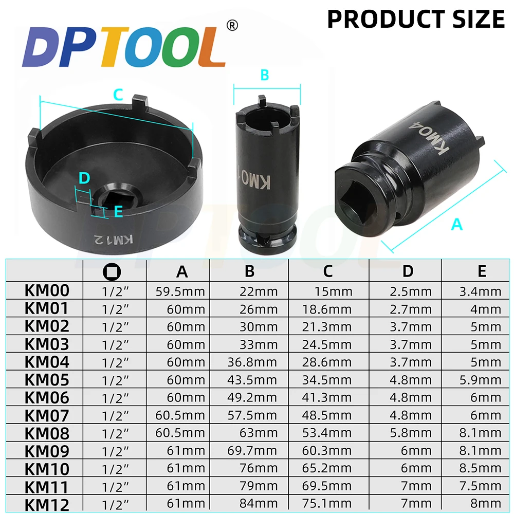 13pc Spindle Nuts Socket Kit Ball Joints Axle Locknut Remove Install Locking Hub Socket for KM Groove Nuts