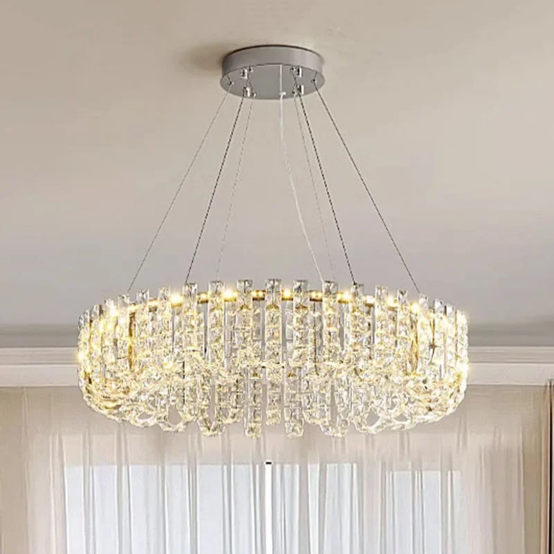 Modern Crystal Chandelier Light Luxury Suspension Haning Lamp For Dining Room Bedroom Large Light Fixture Led Pendant Lustre