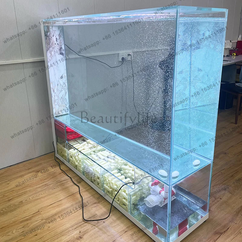 Ceiling Screen Rock Slab Fish Tank Living Room New Ultra-white Glass Integrated Creative Bottom Filter Ecological Fish Tank