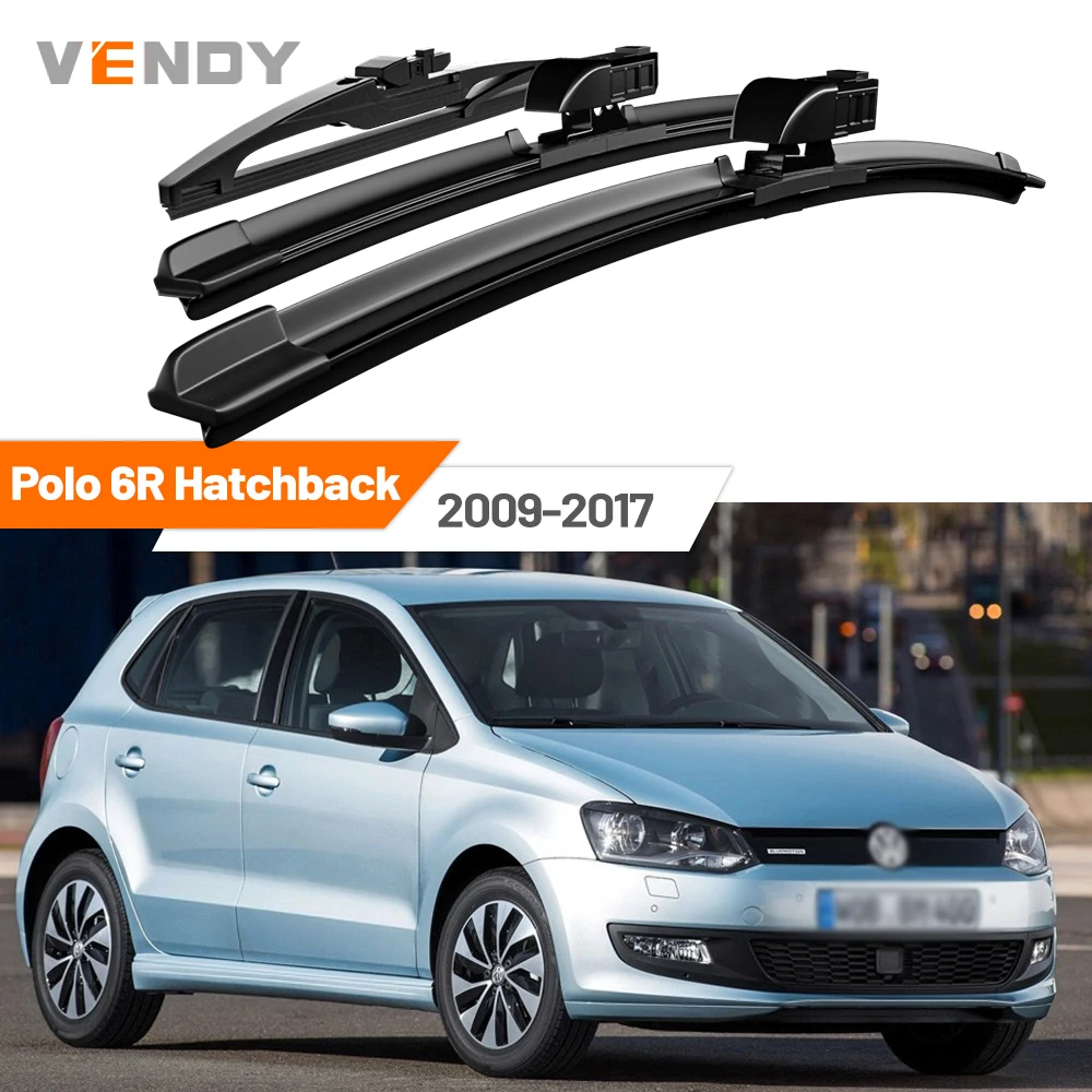 

For VW Polo 6R Hatchback 2009-2017 2010 2011 2012 2013 Front & Rear Windshield Wiper Blades Windscreen Wipers Set Accessories