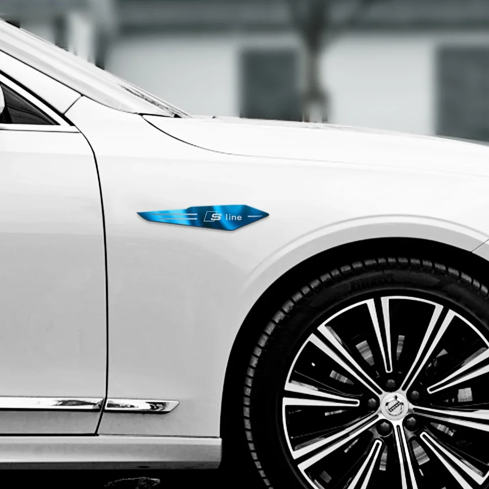 2Pcs 3D Metal Auto Door Car Body Fender Emblems Stickers For Audi A7 A8 A3 A4 A5 A6 TT Q3 Q5 Q7 A1 B5 B6 B7 B8 B9 8P C6 C5 C7 - view 4