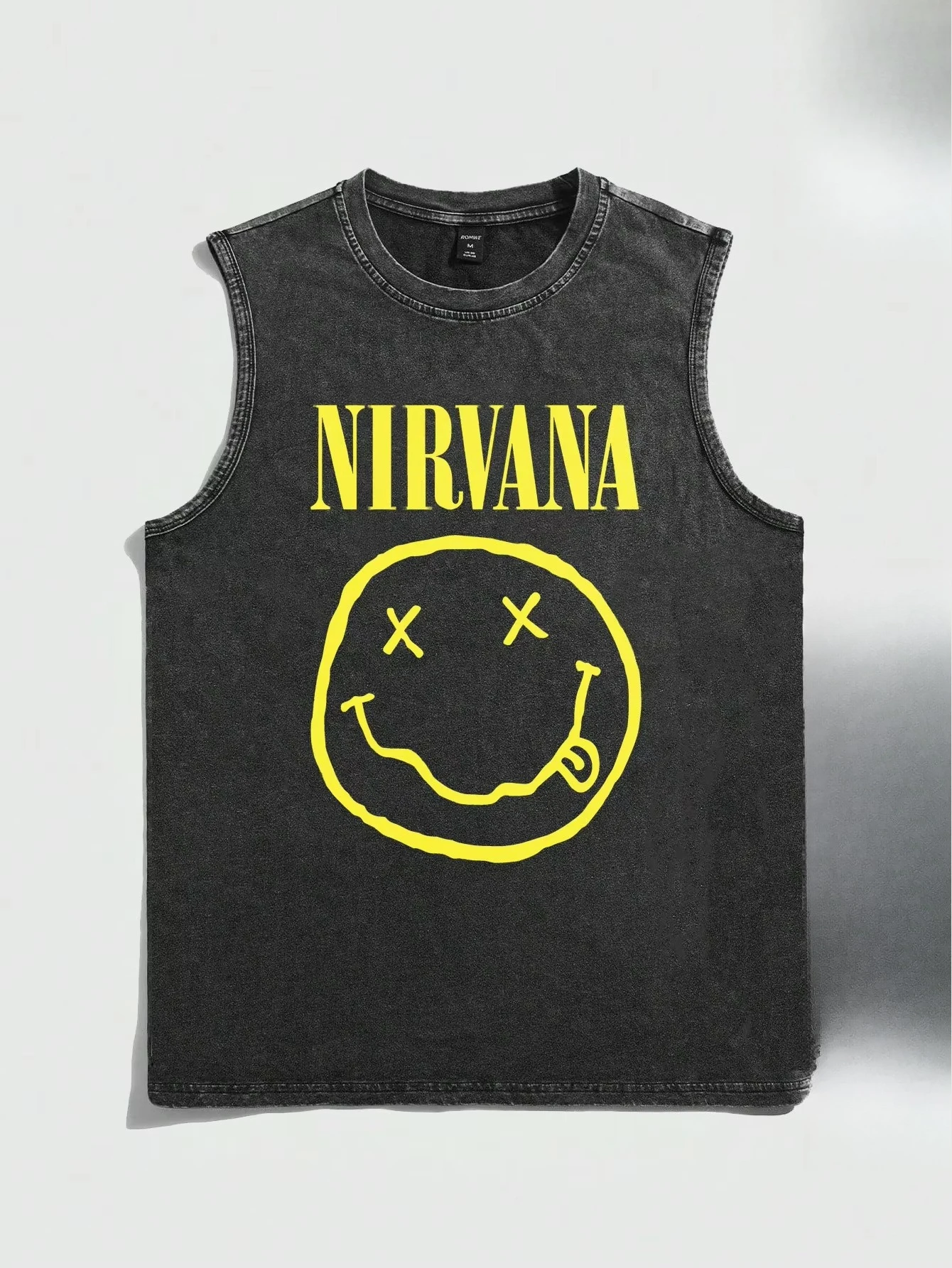 2026 new New fashion style American washed vintage band sleeveless top suitable for both men and women with a loose fit design.