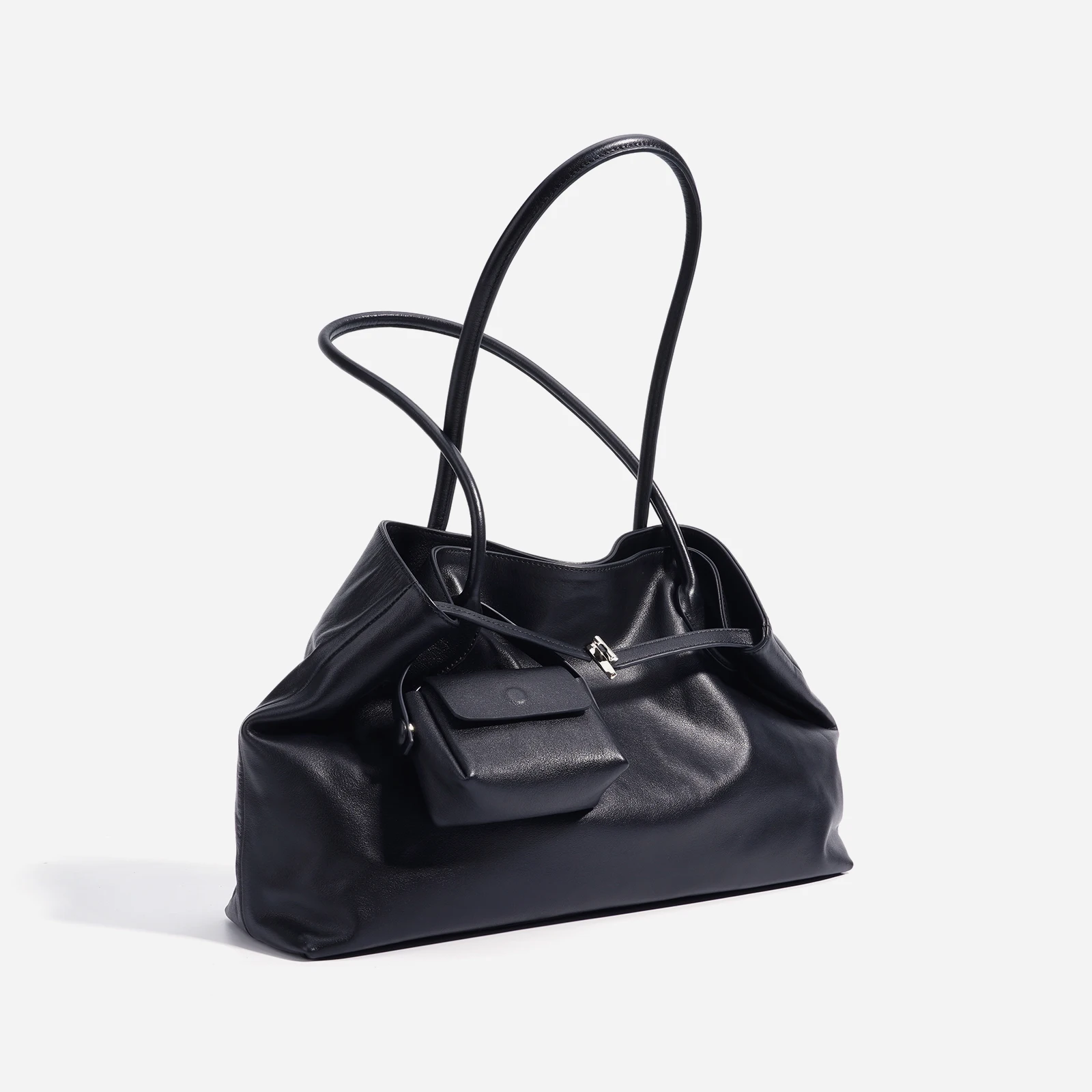 2025 Luxury Black Leather Women's Tote Shoulder Bag Purse Large Capacity Commuting Crossbody Bags Contemporary Daily Use Handbag