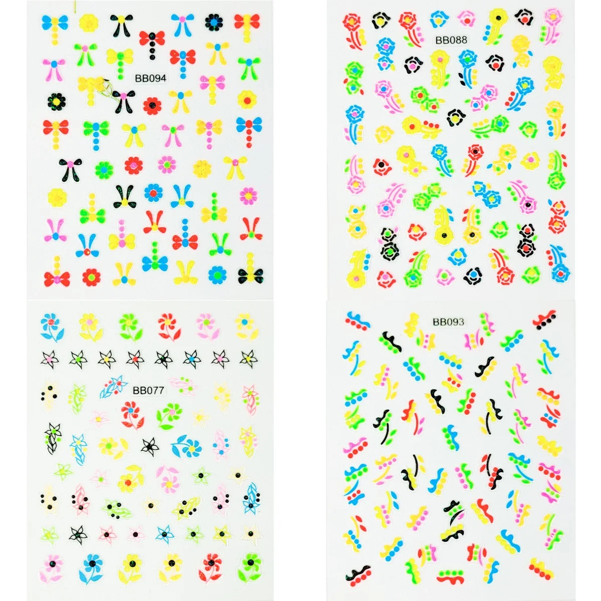 5 pezzi 5D adesivi colorati per nail art per bambini Kawaii farfalla fiore fiocco adesivo acrilico decalcomanie per manicure decorazioni accessori