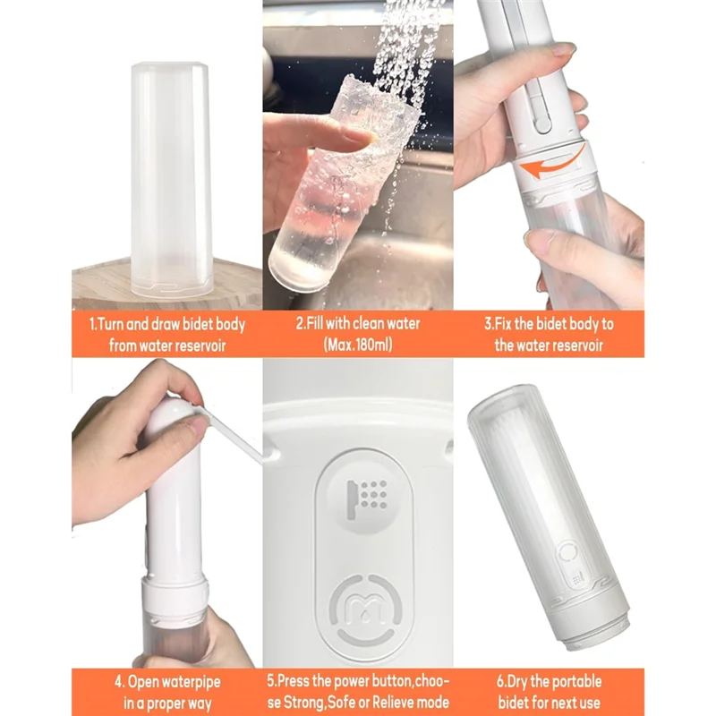 

FAST-Портативное биде с электрическим распылителем высокого давления для унитаза-3 режима распыления-Биде для путешествий-USB-C перезаряжаемый