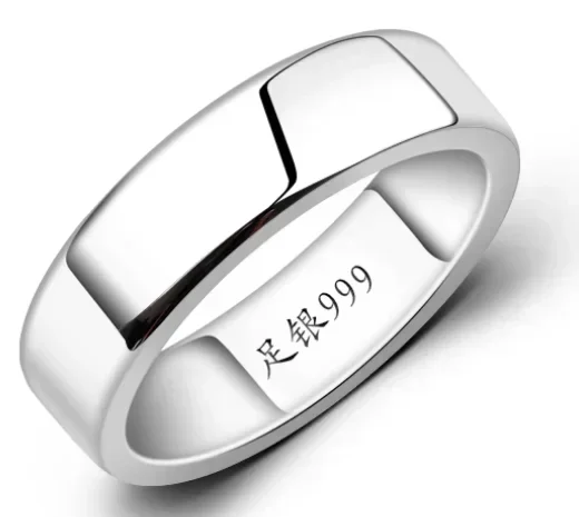 

6mm 8mm 999 real silver rings for lovers pure silver finger rings big size 13