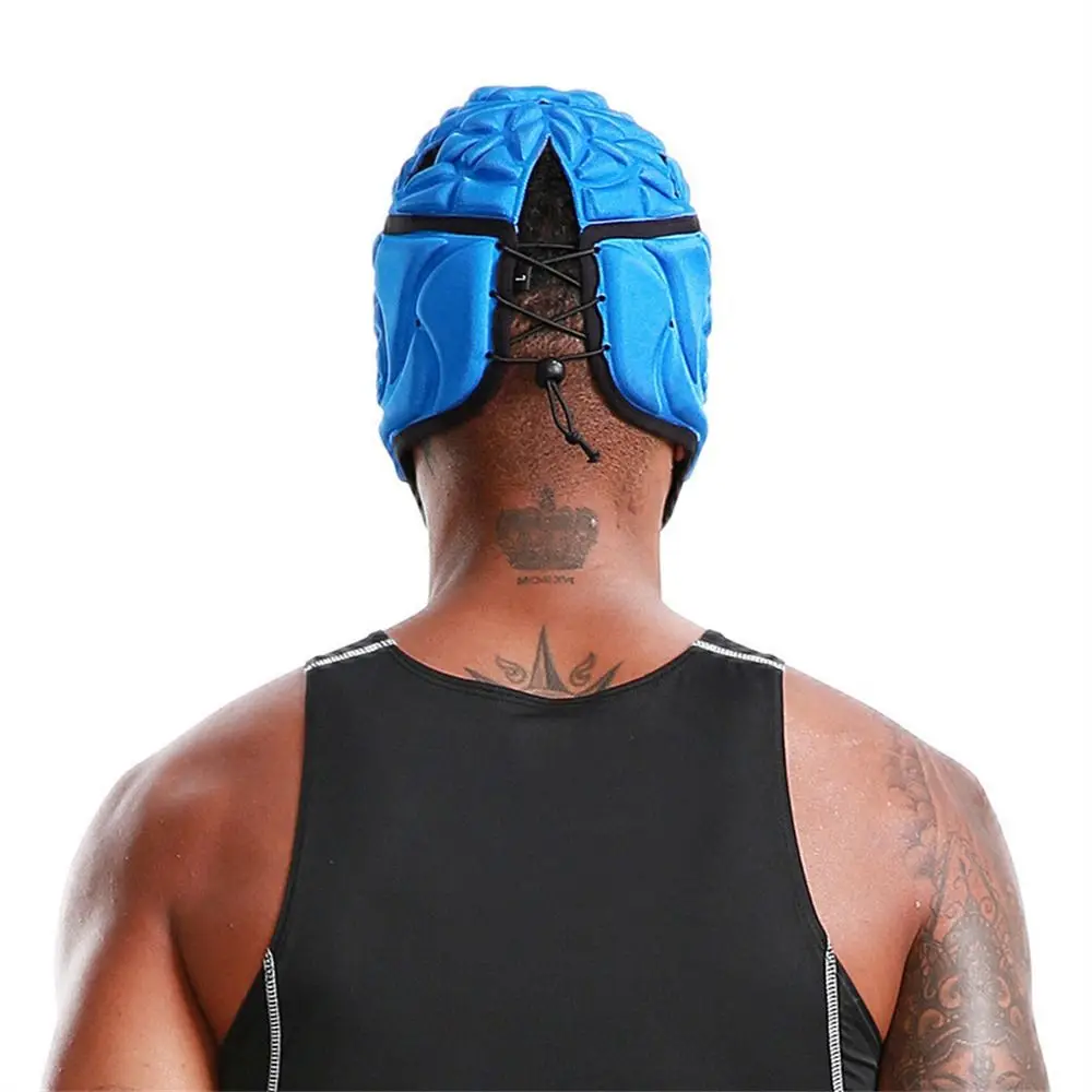 Protective Shockproof Soft Helmet EVA Head Protector Rugby Helmet Adjustable Football Headguard Outdoor Sports