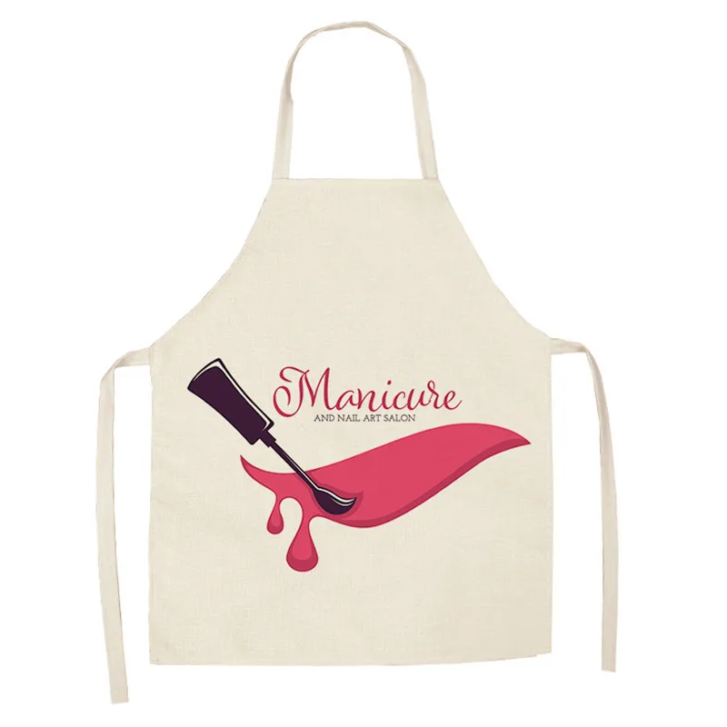 Nail Polish Themed Printed Apron Unisex Dinner Bib Kitchen Cooking Baking Apron Cleaning Accessories