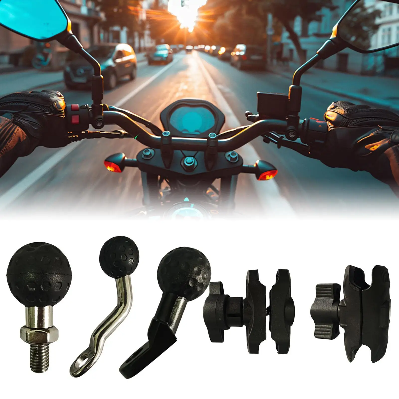 

M8/M10 Mount Support Angled Bolt Head Adapter Ball Base with Ball for Motorcycle Moto Action Camera Accessories