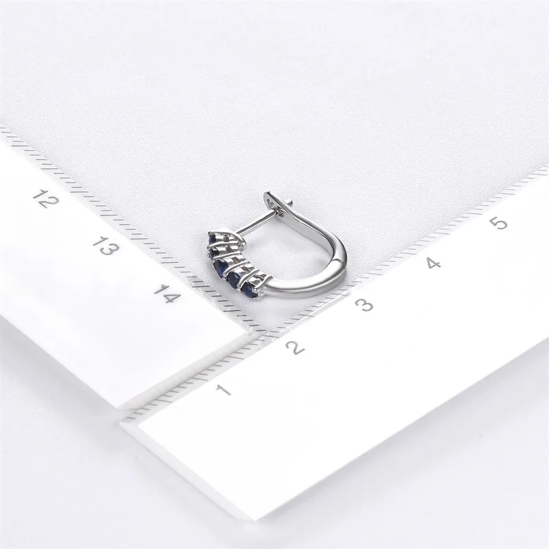 Natural Precious Blue Sapphire 925 Sterling Silver Earring for Women 0.4 Carats Genuine Gemstone Jewelry