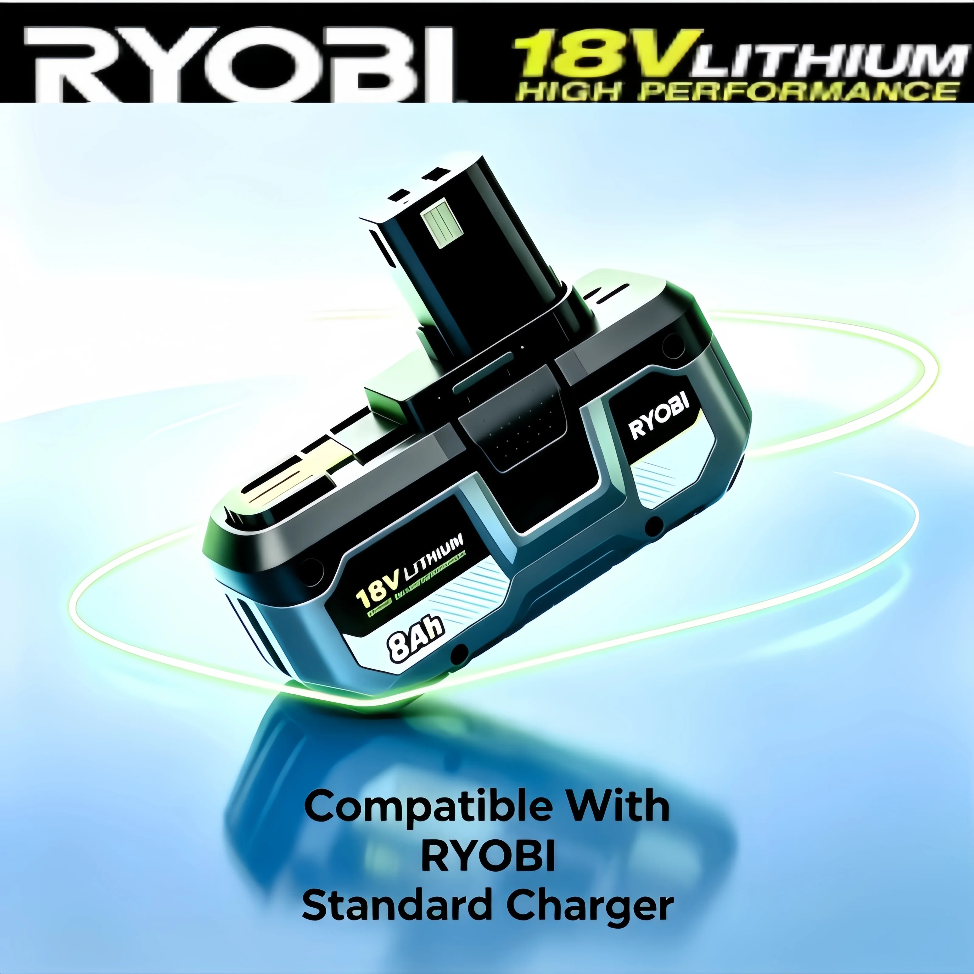 Ryobi 18v One+ 8.0ah Premium Lithium Rechargeable Battery Upgraded Cells Longer Runtime Indoor Outdoor Cordless Tool Battery