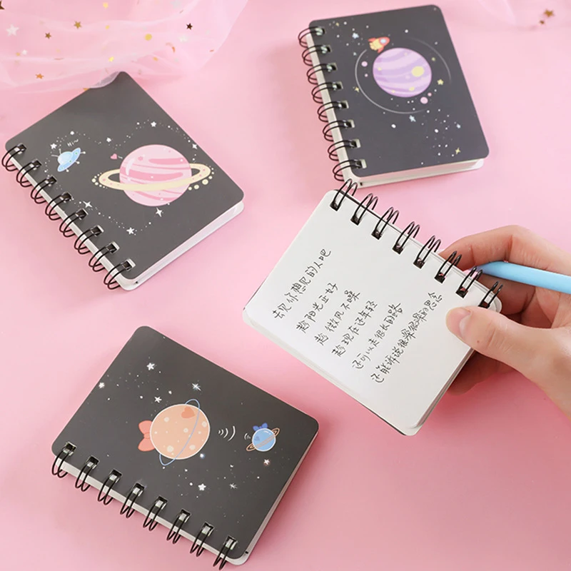 1 Stuks Planet Flip Coil Boek Student Draagbare Pocket Notebooks Mini Notebook A7 Mini Notes Schoolbenodigdheden Kantoorbenodigdheden