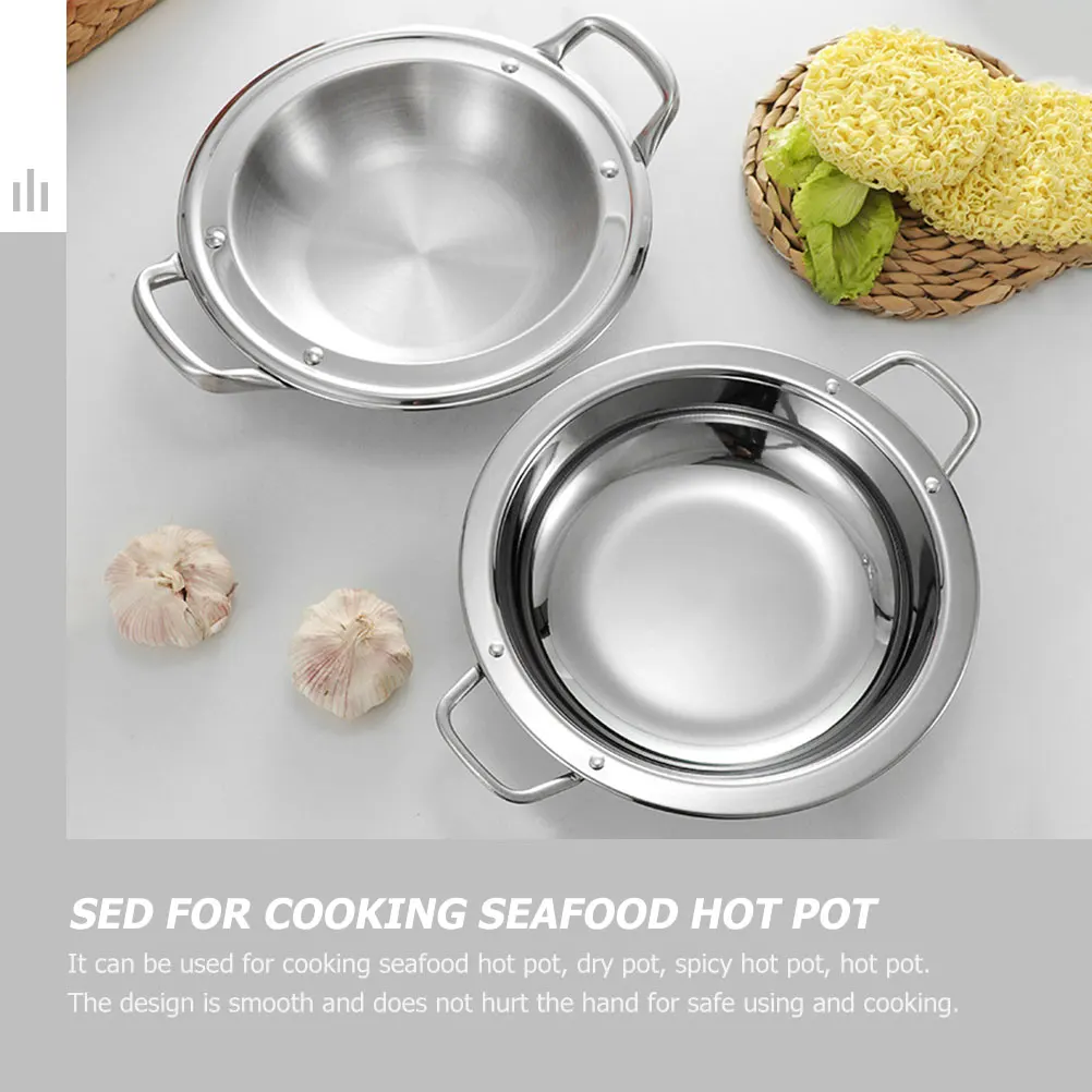 

Stainless Steel Flat Bottom Multifunctional Heat Resistant Soup Pan Household Cooking Shallow Pot for Seafood Hotpot Dry Pot