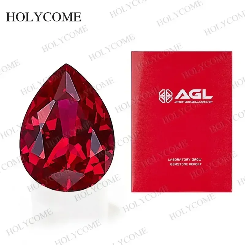 Lab Grown Ruby Pigeon Blood Red VVS1 Updated Pear Shape Teardrop Gemstone Selectable AGL Certificate DIY Jewelry Making Material