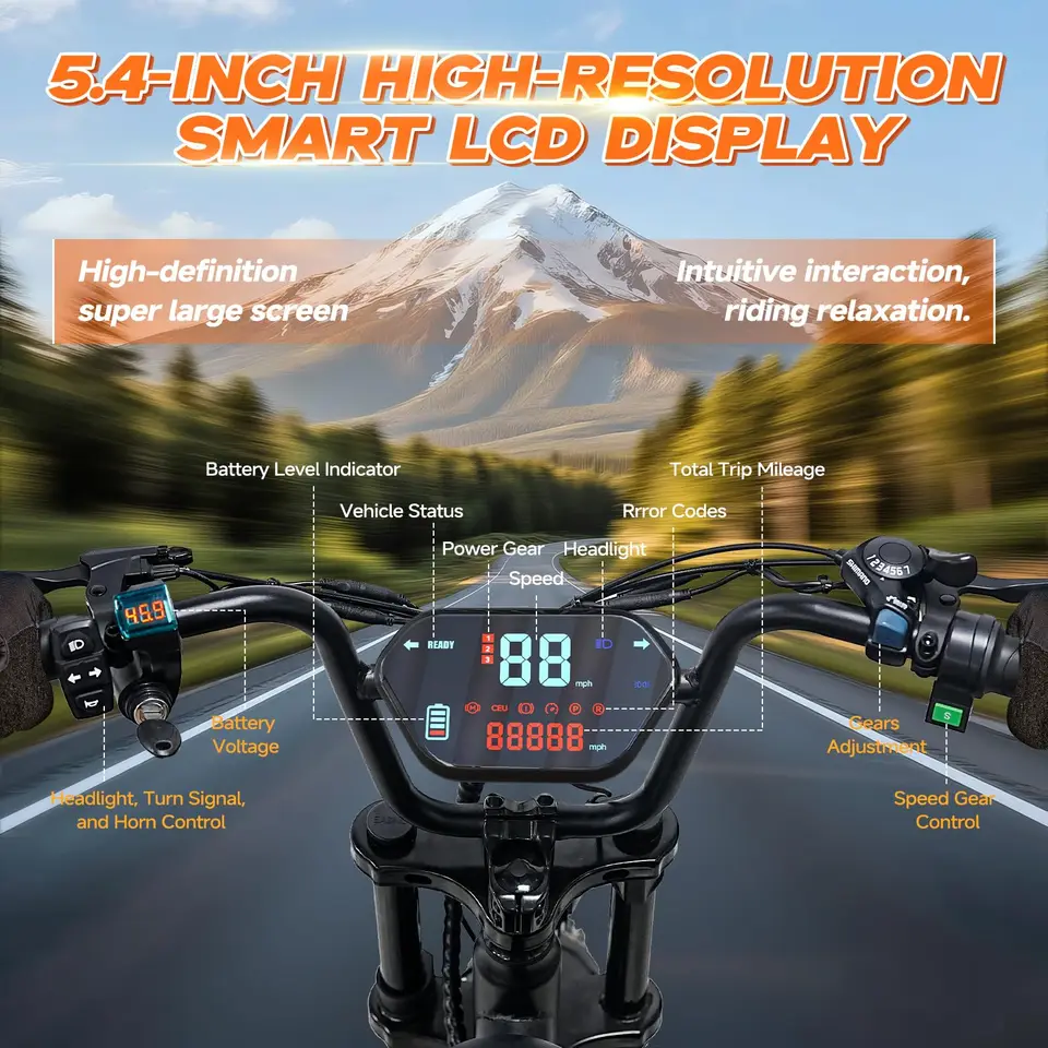 QNUT BK20 Electric Bike for Adults 28mph 48V 18Ah Battery Electric Bicycle 70-Mile Long Range 7-Speed 20"x4.0" Fat Tire Retro Ebike image 6