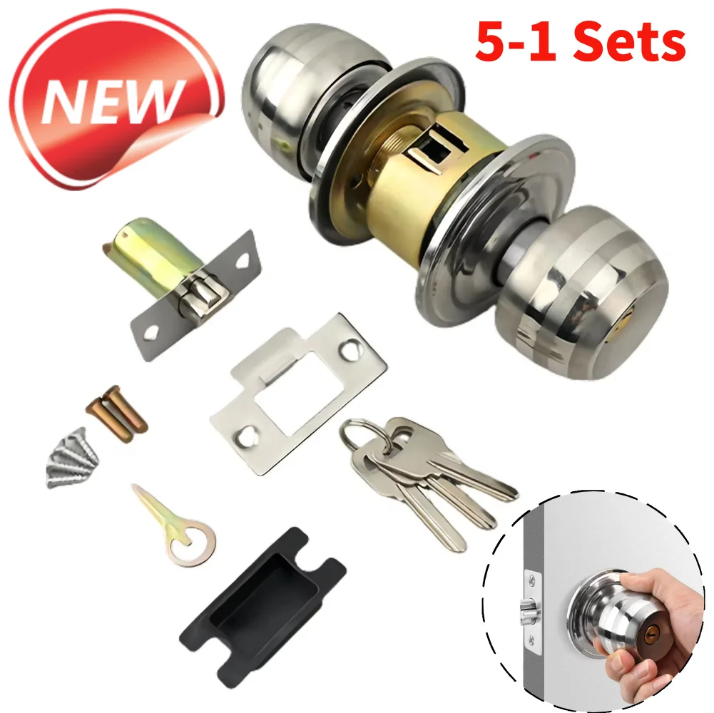 

Комплект из 5-10 дверных ручек с замком, из нержавеющей стали, для внутренних и наружных дверей, для спальни и ванной комнаты