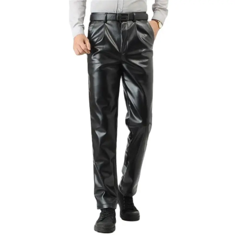 

Winter Oversize Warm Leather Trousers Pu Pantalons Pu Straight Cuero Pantalones Male Autumn Plus Velvet Leather Pants