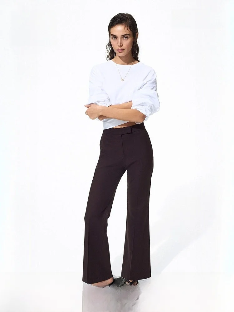 

H&M Summer New Women's Linen Blend West Pants Casual mid Waist Cotton 64% Linen 35% Polyurethane Elastic Fiber %