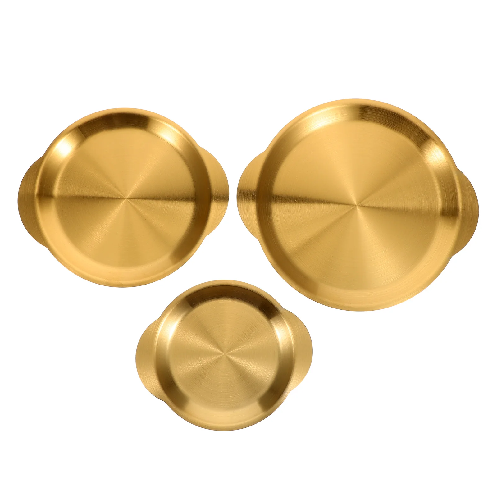 

3 Pcs Snack Plate Stainless Steel Dessert Plates Fruit Platter Appetizer Dinner Decorative Tray Snacks Candy