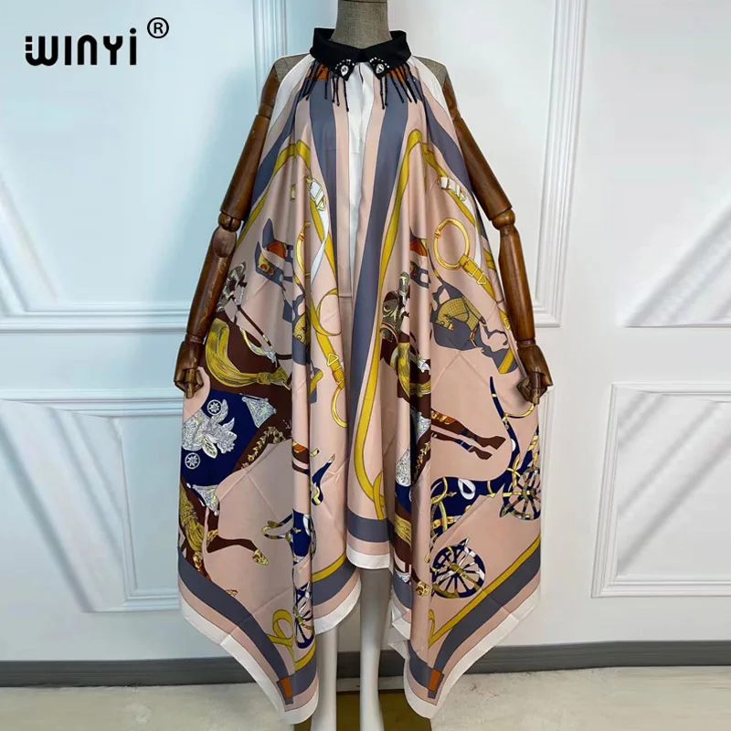 WINYI sukienka Fashion Summer kimono Dress free Size Women's Half Sleeve Floral Printed Elegant Casual Vacation Loose Dresses