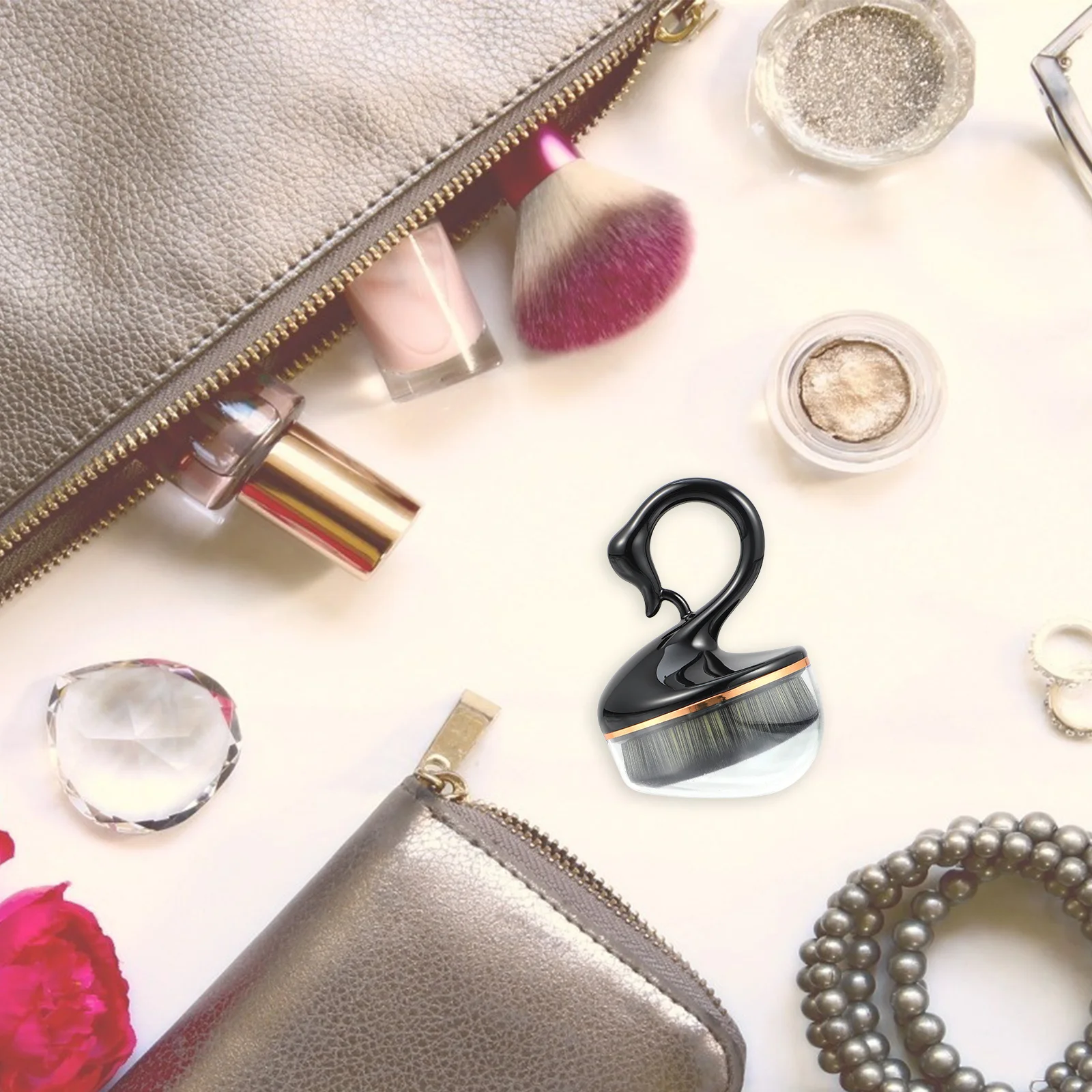 

Oval Foundation Brush Full Coverage Soft Flat Top Makeup Brush Protective Case Ideal for Liquid Foundation Pressed Powder