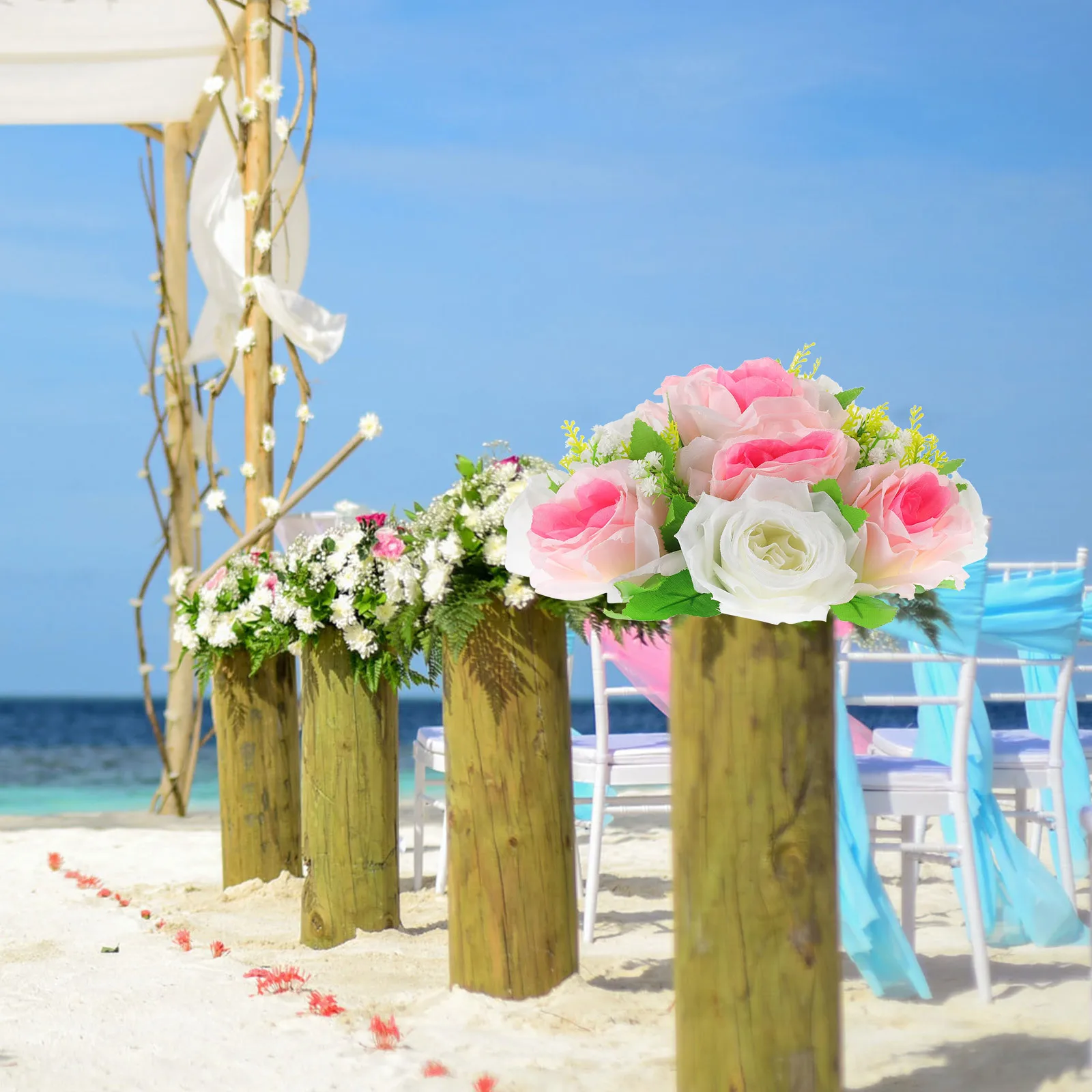 

Artificial Flower Ball Wedding Centerpiece Realistic Vivid Rose Ball Bouquet Wedding Party Table Decor Fake Flower Arrangement