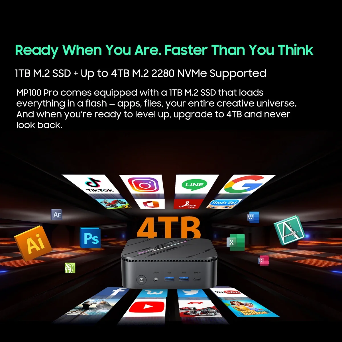 Blackview MP100 Pro 16GB DDR4 512GB SSD كمبيوتر صغير Intel 7 i3-1215U WiFi 5 Windows 11 Pro 6 النوى 8 المواضيع كمبيوتر صغير BT5.2 #5