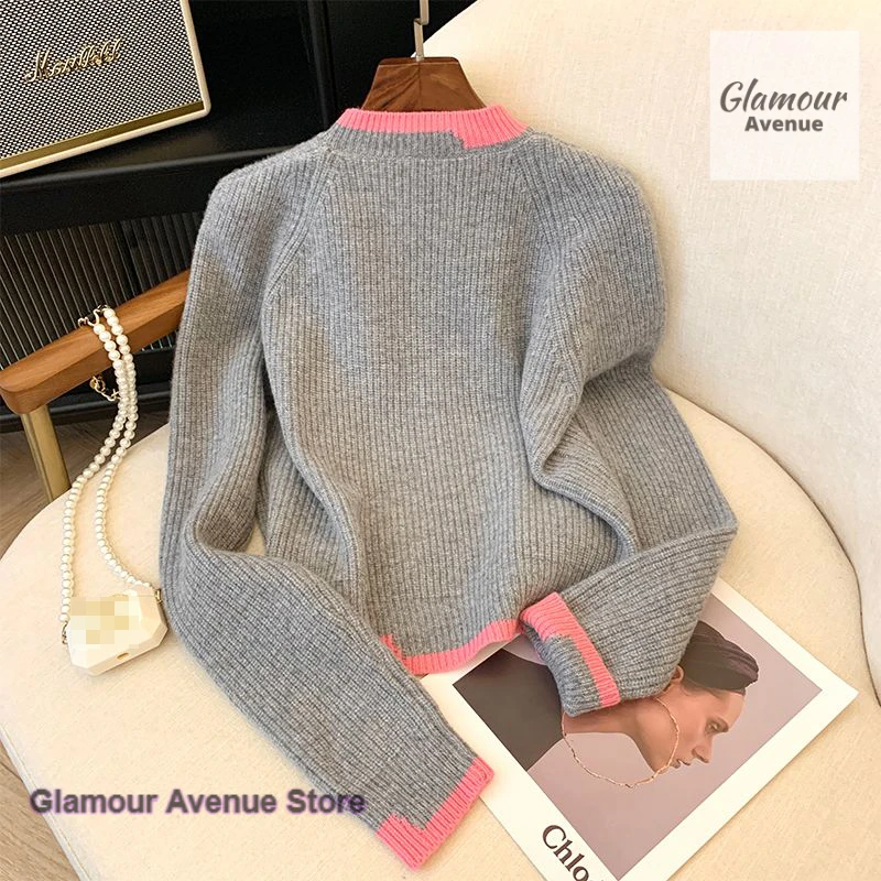 النمط الكوري بلون كسول الرياح التطريز التباين تويست البلوز المرأة الخريف والشتاء سترة مريحة شمعية ناعمة جديدة #4