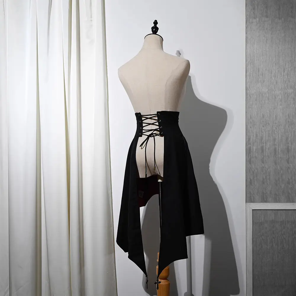 ゴシックロリータ スチームパンク コルセット バスルスカートセット ヴィンテージ ブラック レースアップ 海賊コスチューム ハロウィン コスプレ ゴシック フェスティバル パーティー