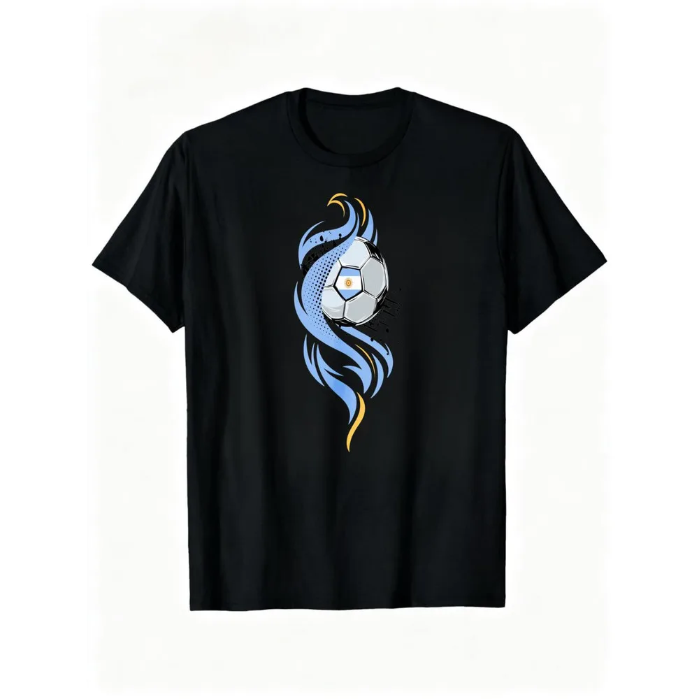 Argentina Flag Soccer Ball Graphic T Shirt