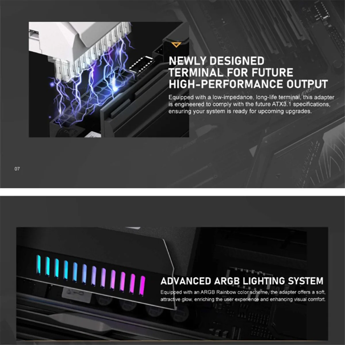 ATX 24Pin อะแดปเตอร์ 180 องศา ARGB อะแดปเตอร์ 5V การซิงโครไนซ์สําหรับเดสก์ท็อปพีซีเมนบอร์ด DIY อุปกรณ์เสริมคอมพิวเตอร์สีดํา