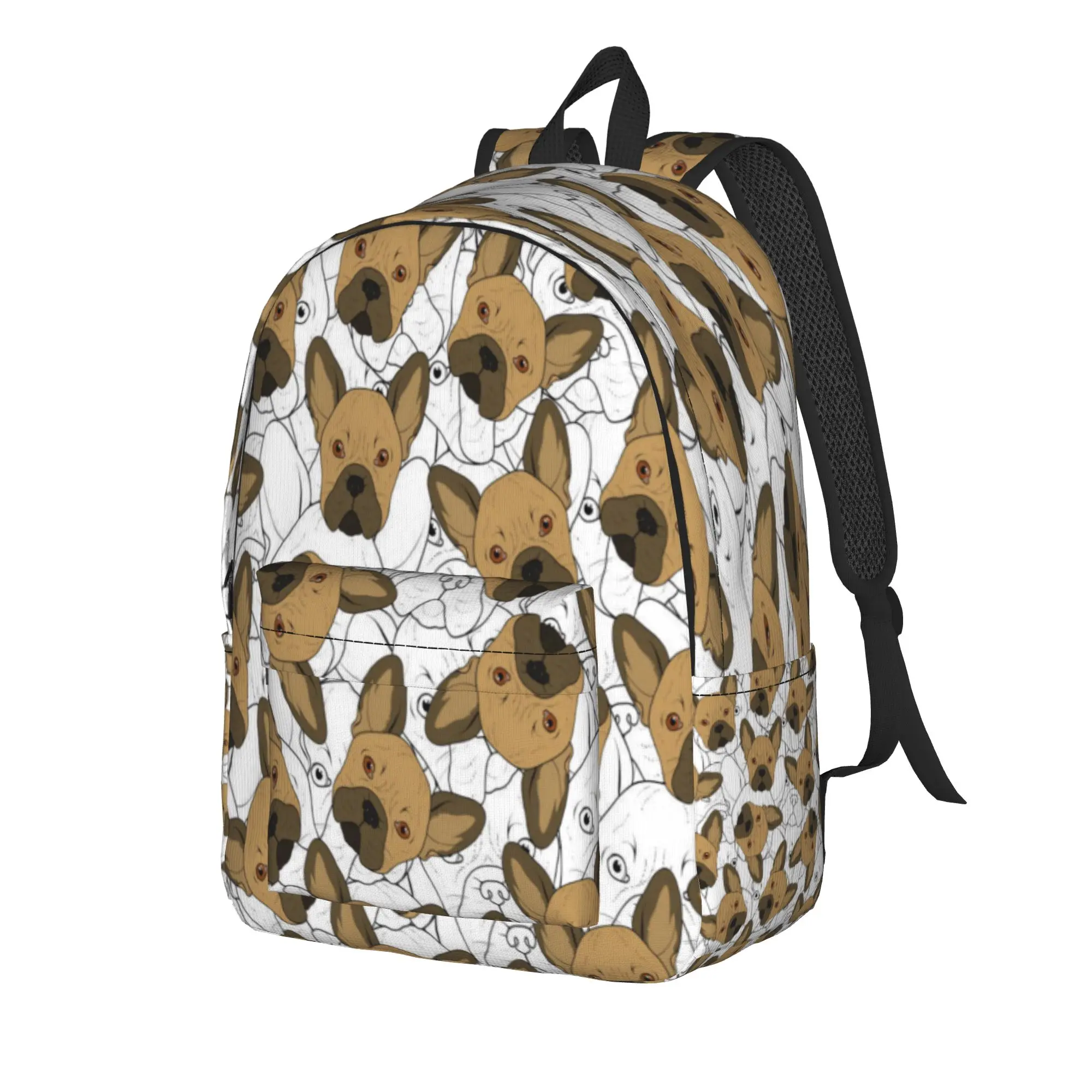Cute Brown Bulldog Sketch Realistic Dog Animal Cartoon Backpack Youth Polyester College Backpacks School Bags Rucksack