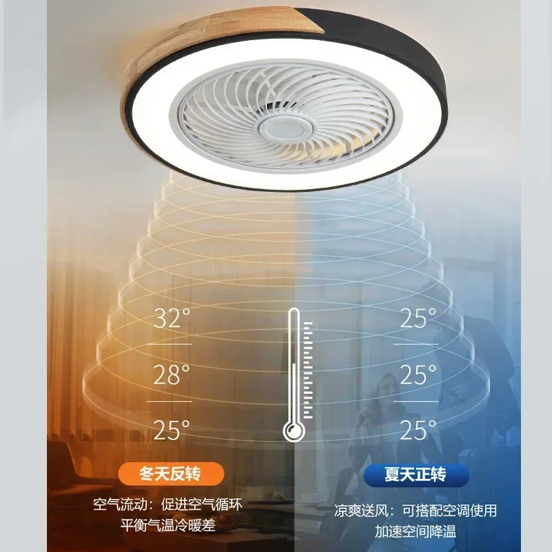 LED minimalist light Bedroom Lliving room ceiling fans light Wooden ceiling fan with Remote Control Dimmable 3 Color Timing