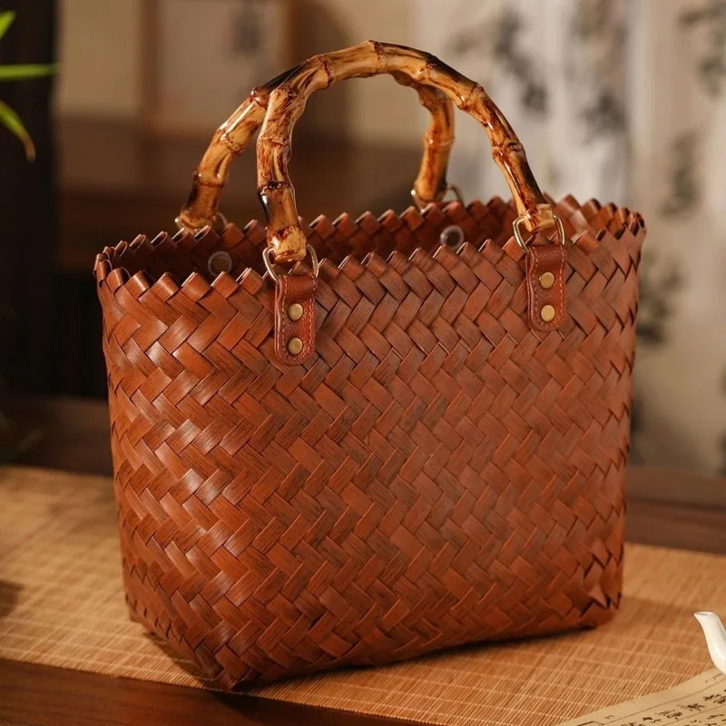 Pure Handmade Handbag Commuter Cosmetic Bag Vegetable Basket Beach Bag