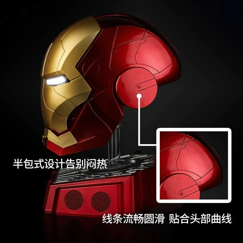 Marvel Iron Man Casco Controllo vocale Mk5 Maschera Apertura e chiusura automatica Copricapo luminoso Modello braccio Cosplay Prop Regalo