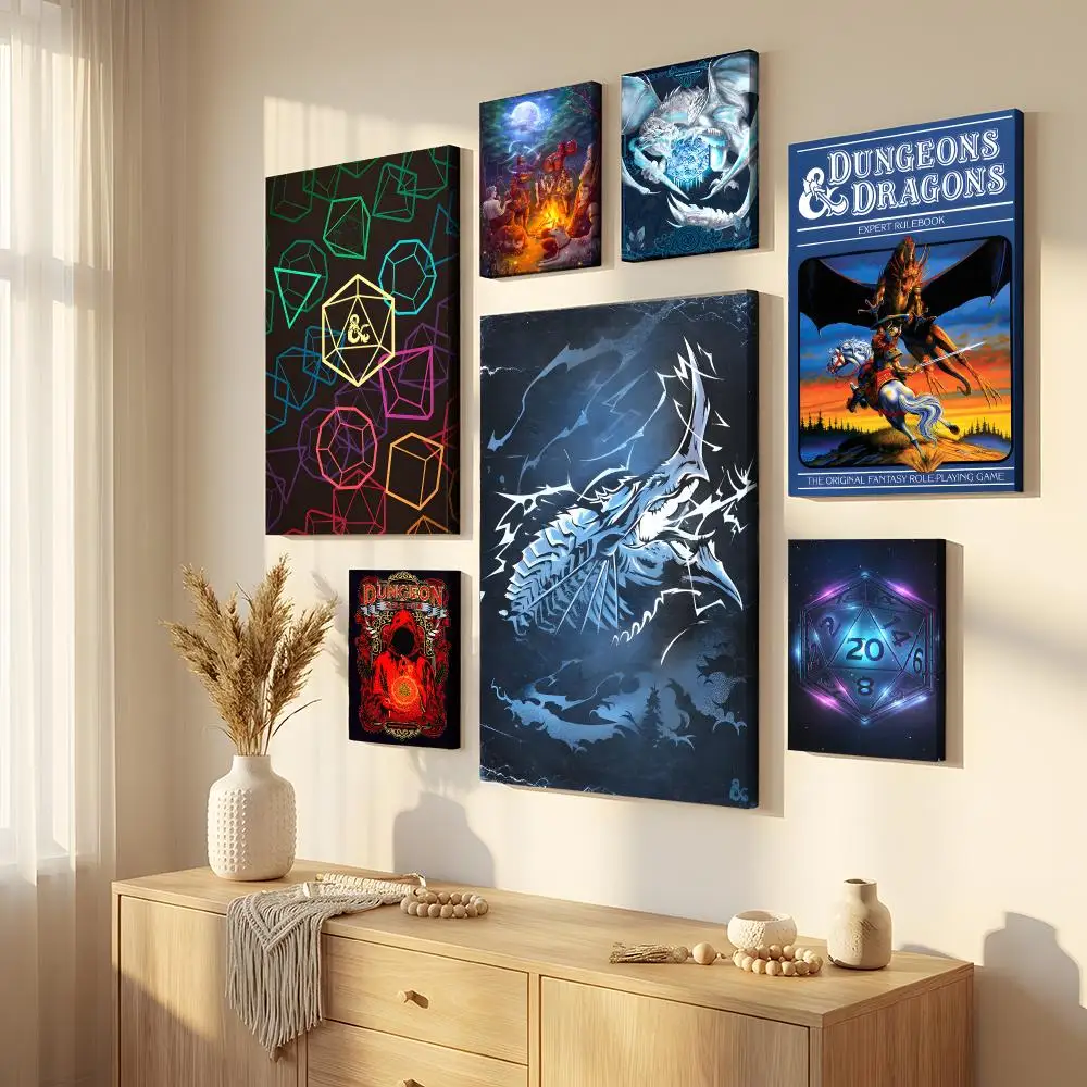 Game D-Dungeons And D-Dragons Framed Wall Painting Canvas Wall Art Inner Frame Waterproof Home Decor For Living Room