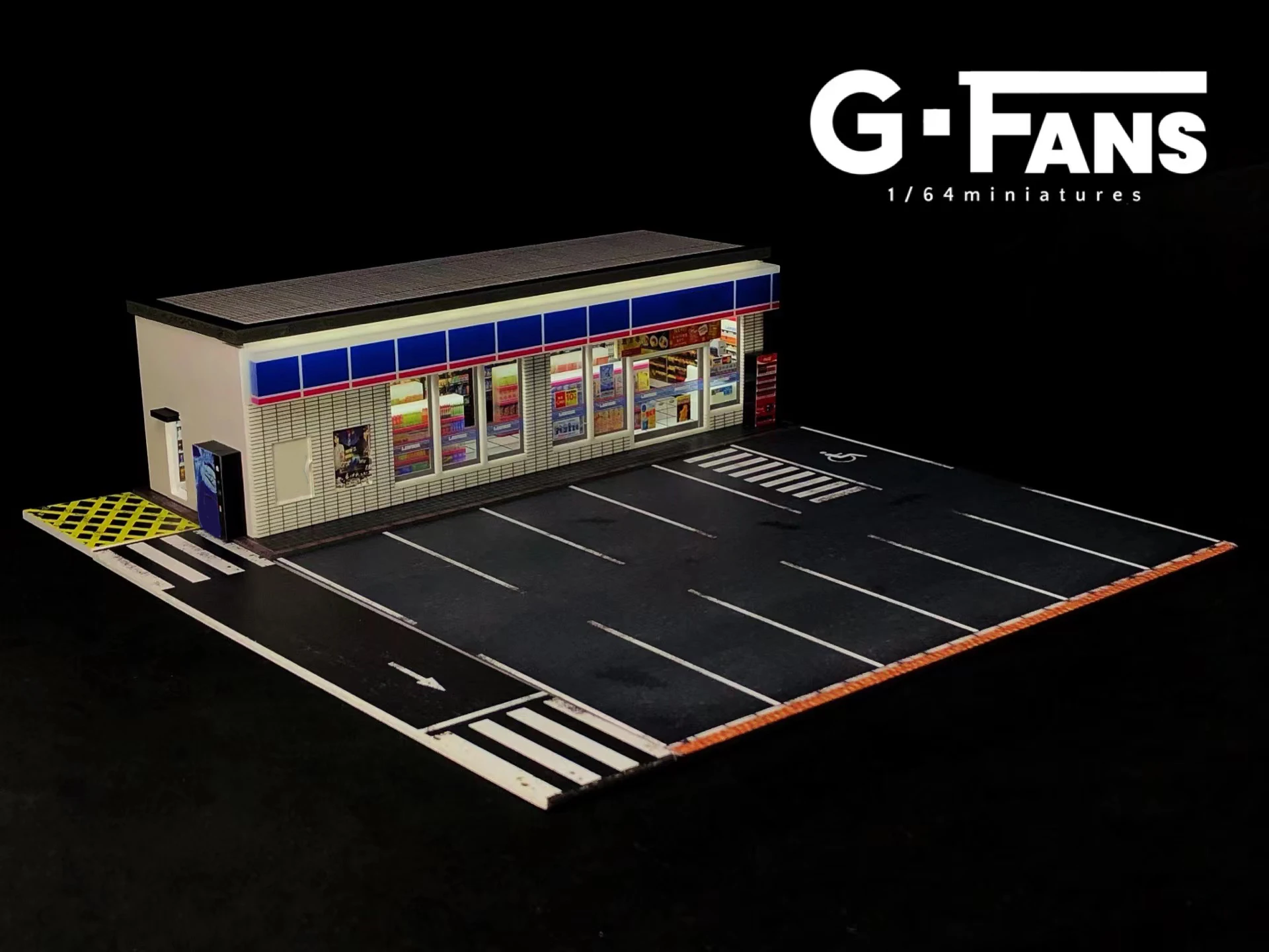 G Fans 1/64 Car Garage Models Building Scene Model with Lights Car Garage Diorama Scene Model 710024