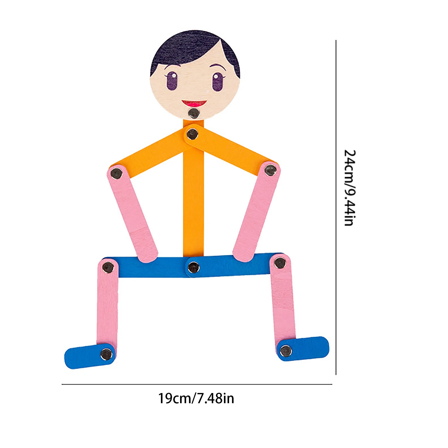 Piccolo uomo in legno con movimento articolare creativo versatile, gioco di intelligenza occasionale, giocattolo in legno