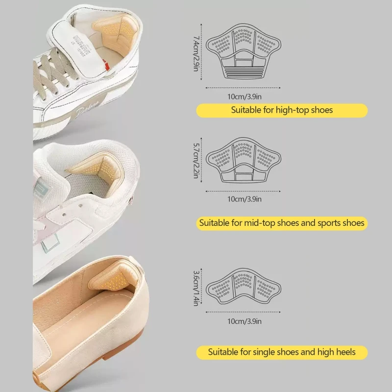 

4 Pair Heel Grips Shoe Pads Thick Back Insoles, Self-Adhesive Heel Cushion Shoe Pad, Sports Shoes Heel Blister Protector G99D