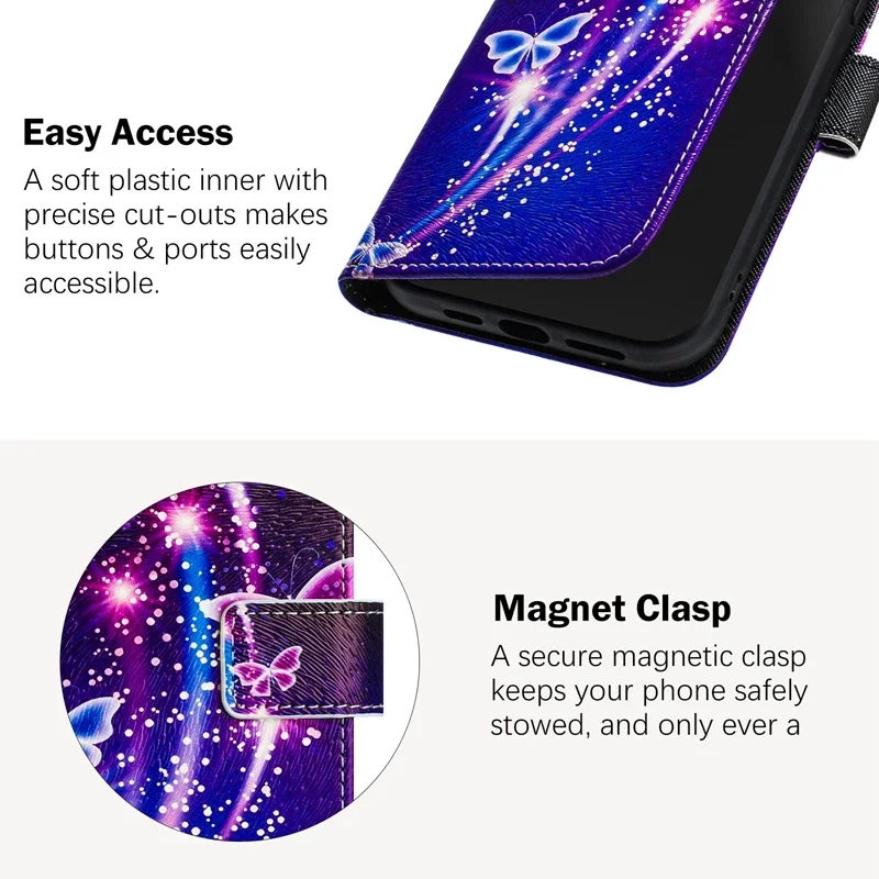 Poco X6 X5 X4 X3 Pro Case Painted Wallet Phone Cover For Xiaomi Poco X6 Pro PocoX6 X5 X3 NFC X4Pro 5G X4 GT Leather Case Fundas
