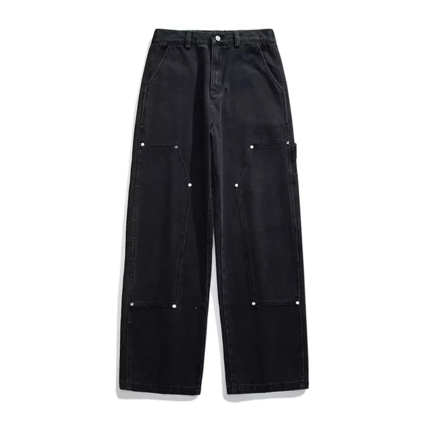 

New Four Seasons Logging Cargo Pants Washed Jeans Loose Straight Tube Retro Casual Sports Popular American plus-size Pants