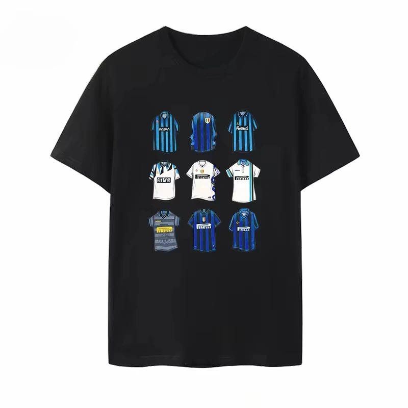 

Serie A Football Inter Classic Fan Uniform Souvenir Shirt Short Sleeve T-shirt Men's Leisure Sports Pure Cotton Inter Milan