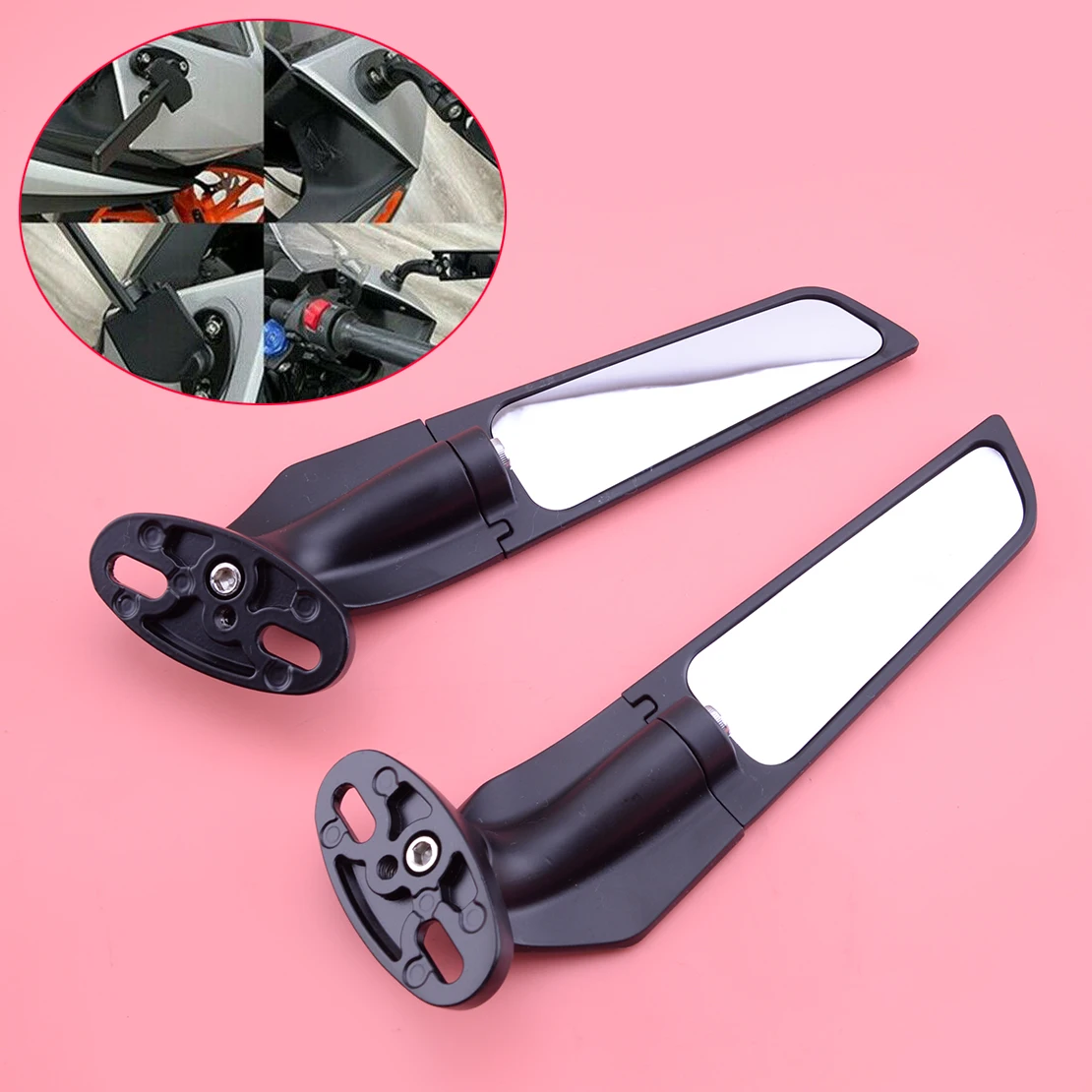 

1 Pair Motorcycle Left Right Wind Swivel Wing Rearview Side Mirror Fit For Kawasaki NINJA ZX6R ZX6RR ZX10R 2008 2007 2006 2005