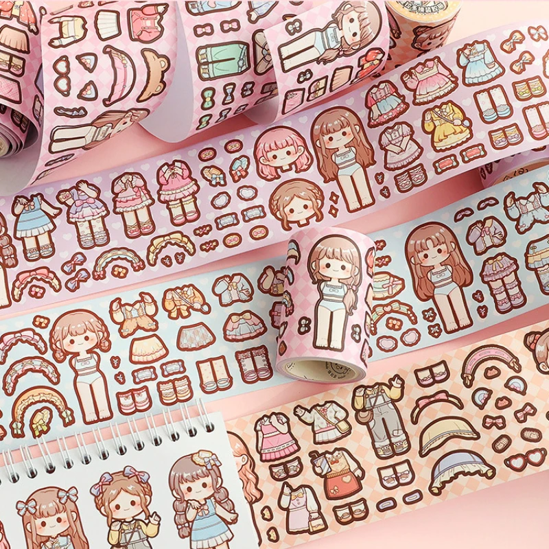 

Kawaii changing tape girl princess dressing changing stickers no cutting die cutting ledger Stationery stickers