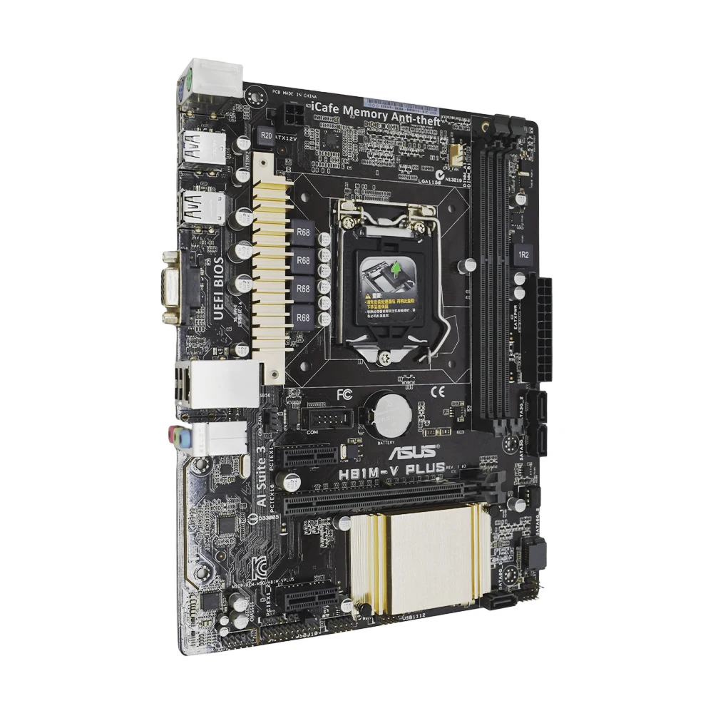 ASUS H81M-V PLUS Motherboard LGA1500 Support i7-4790K i7-4770K i5-4690K i5-4670K i3-4130 CPU 2xDDR3 1600MHz mATX Mainboard